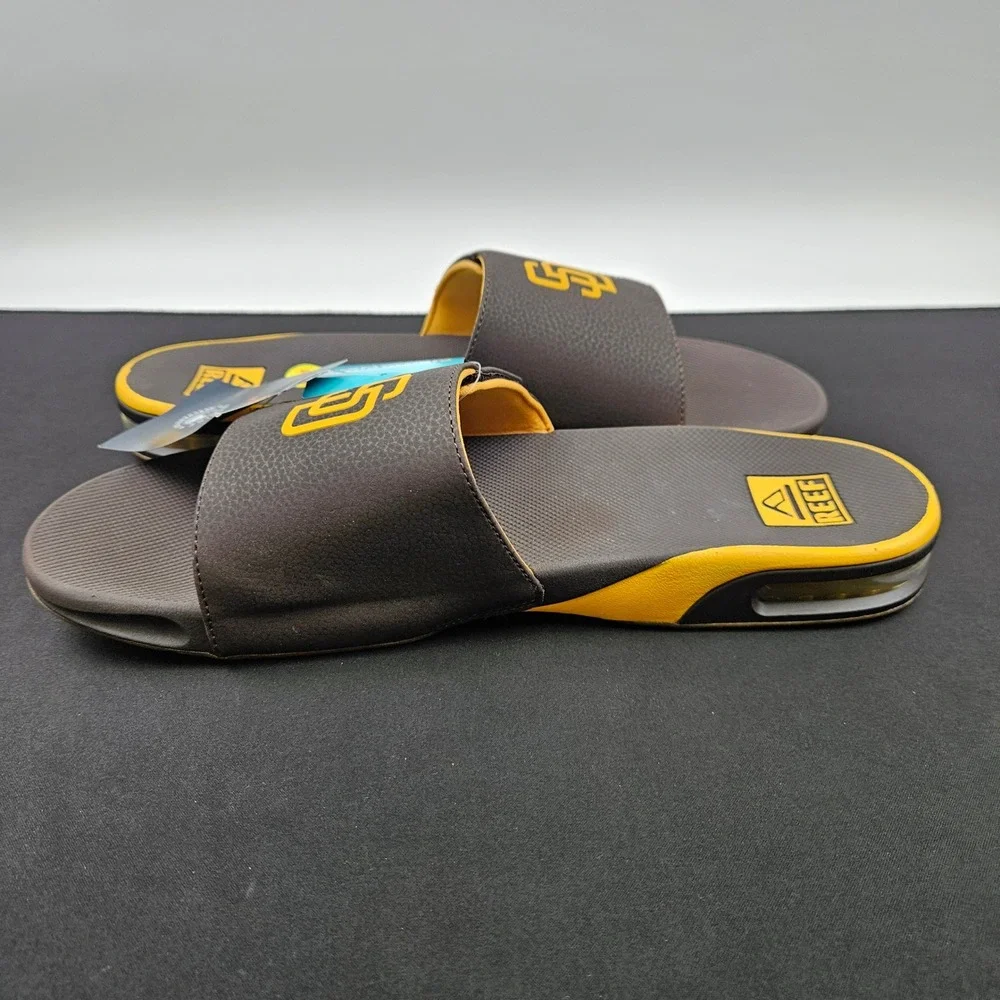 Reef Fanning Slide X MLB San Diego Padres Mens Sz 13 Brown Yellow Sandals CI8631